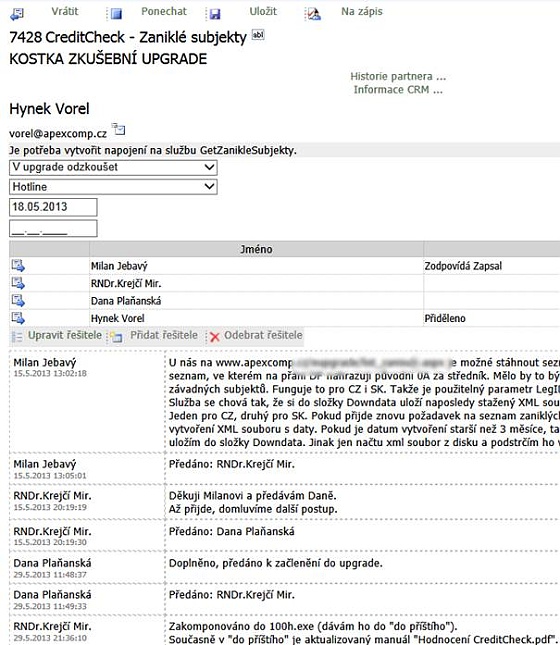 historie zpracování