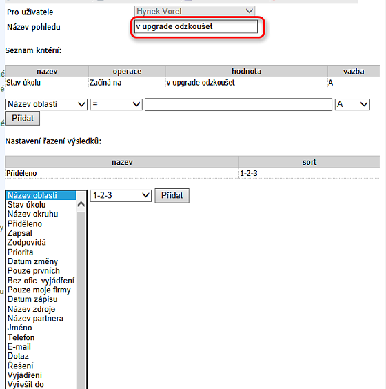 vlastní stálý filtr - vytvoření